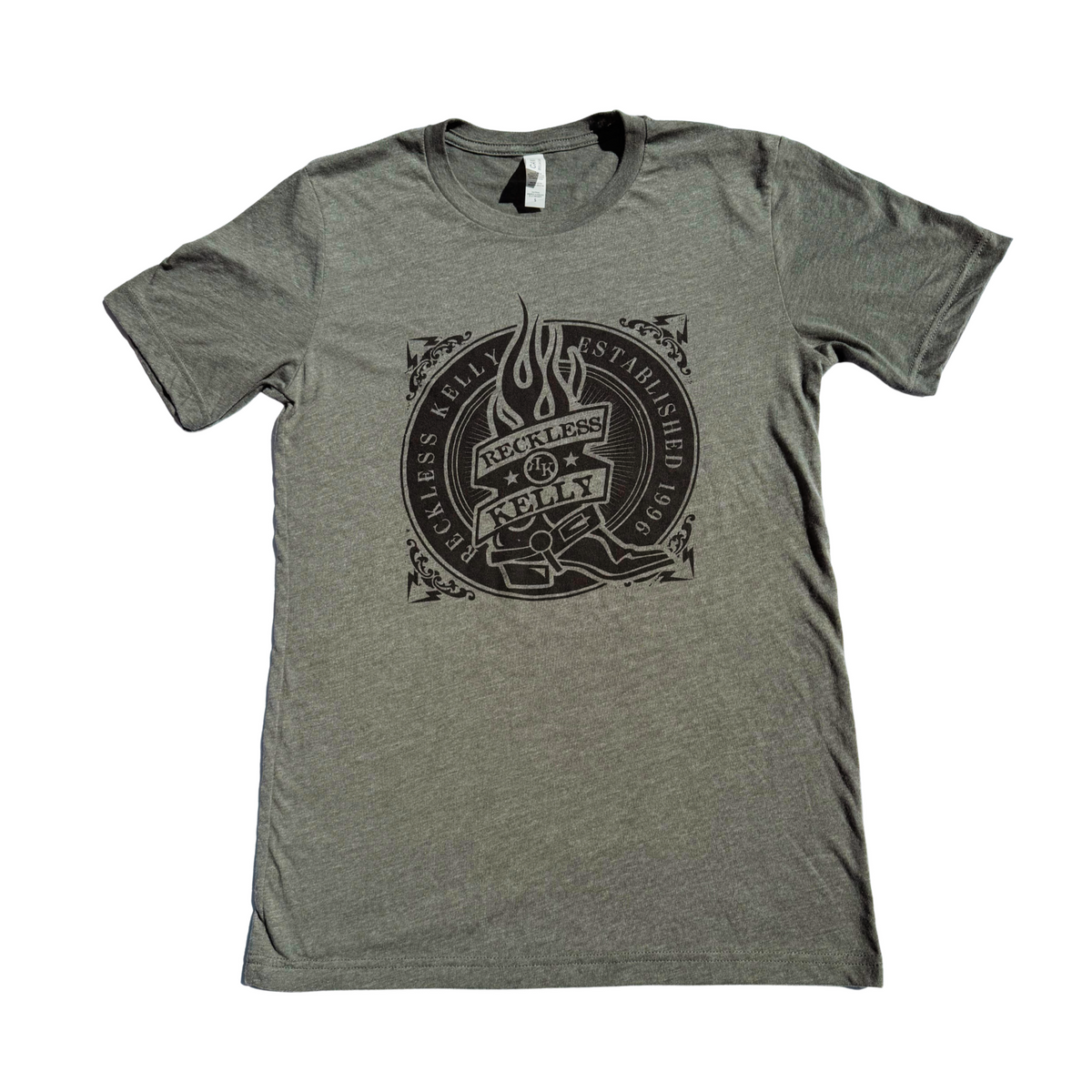 Burning Boot Military Green Tee