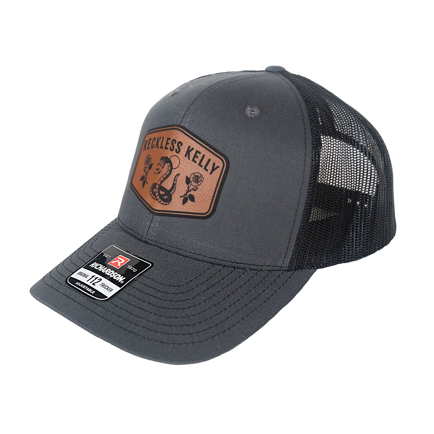 Snake & Rose Leather Patch Hat