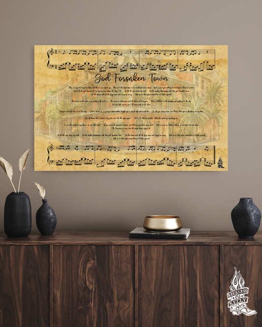 "God Forsaken Town" Lyric Wall Art