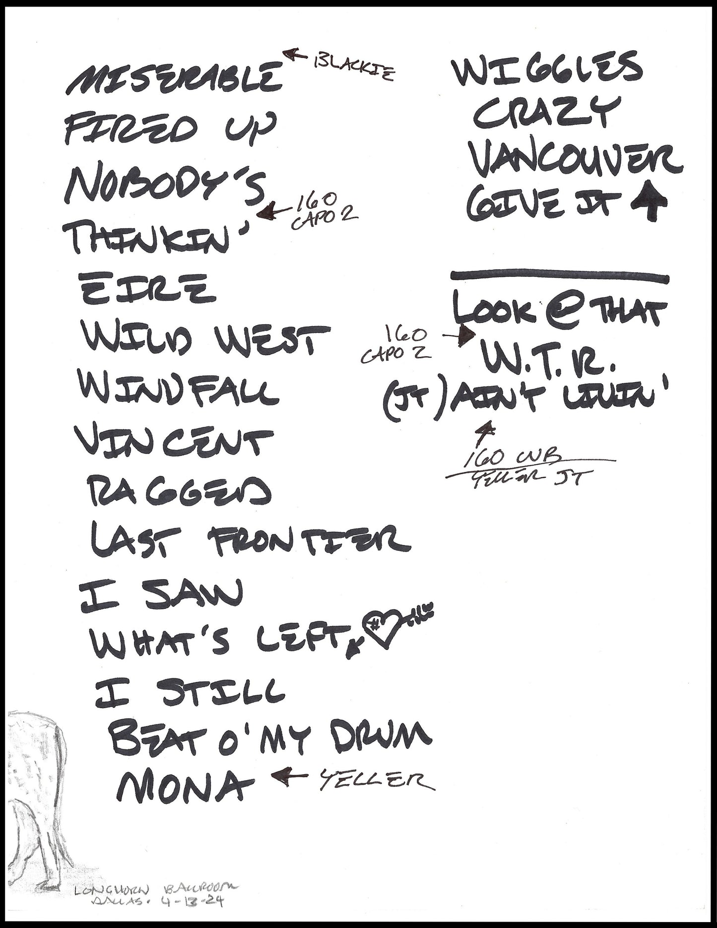 2024 Hand-Drawn Set Lists