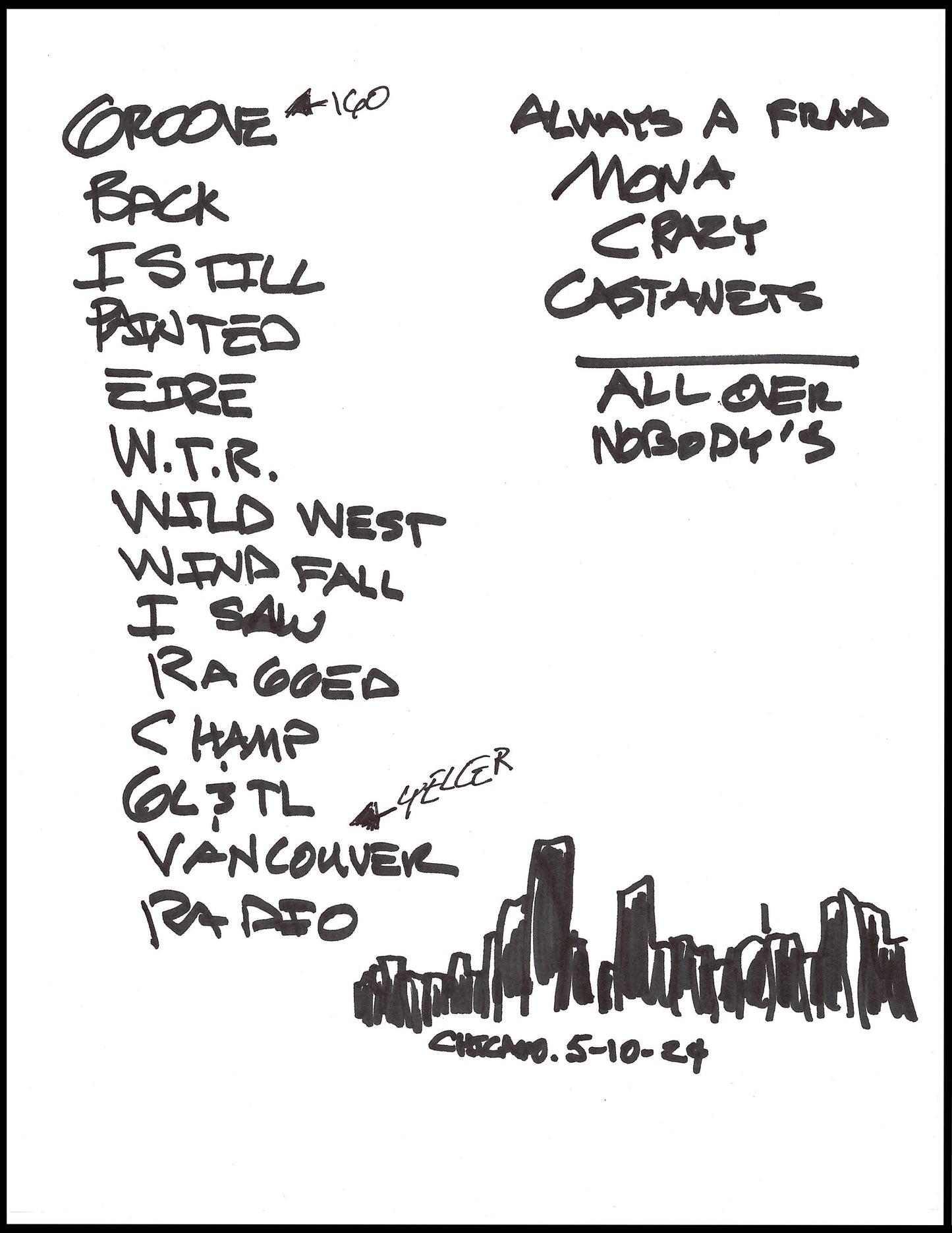 2024 Hand-Drawn Set Lists