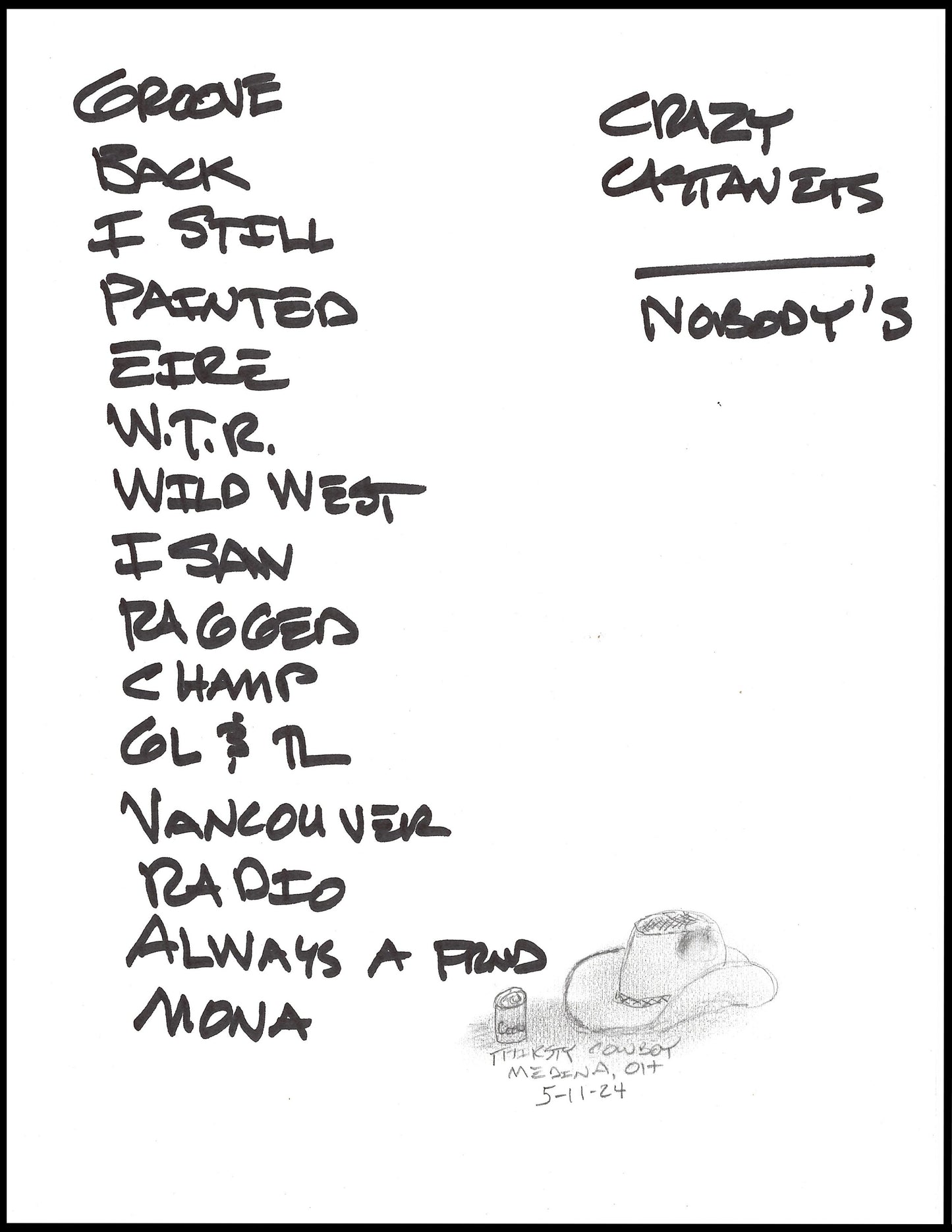 2024 Hand-Drawn Set Lists