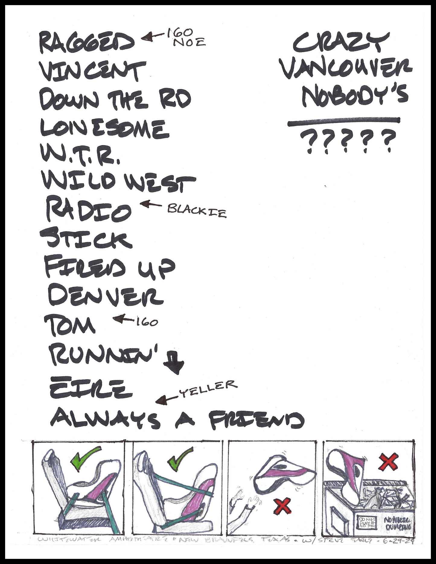 2024 Hand-Drawn Set Lists