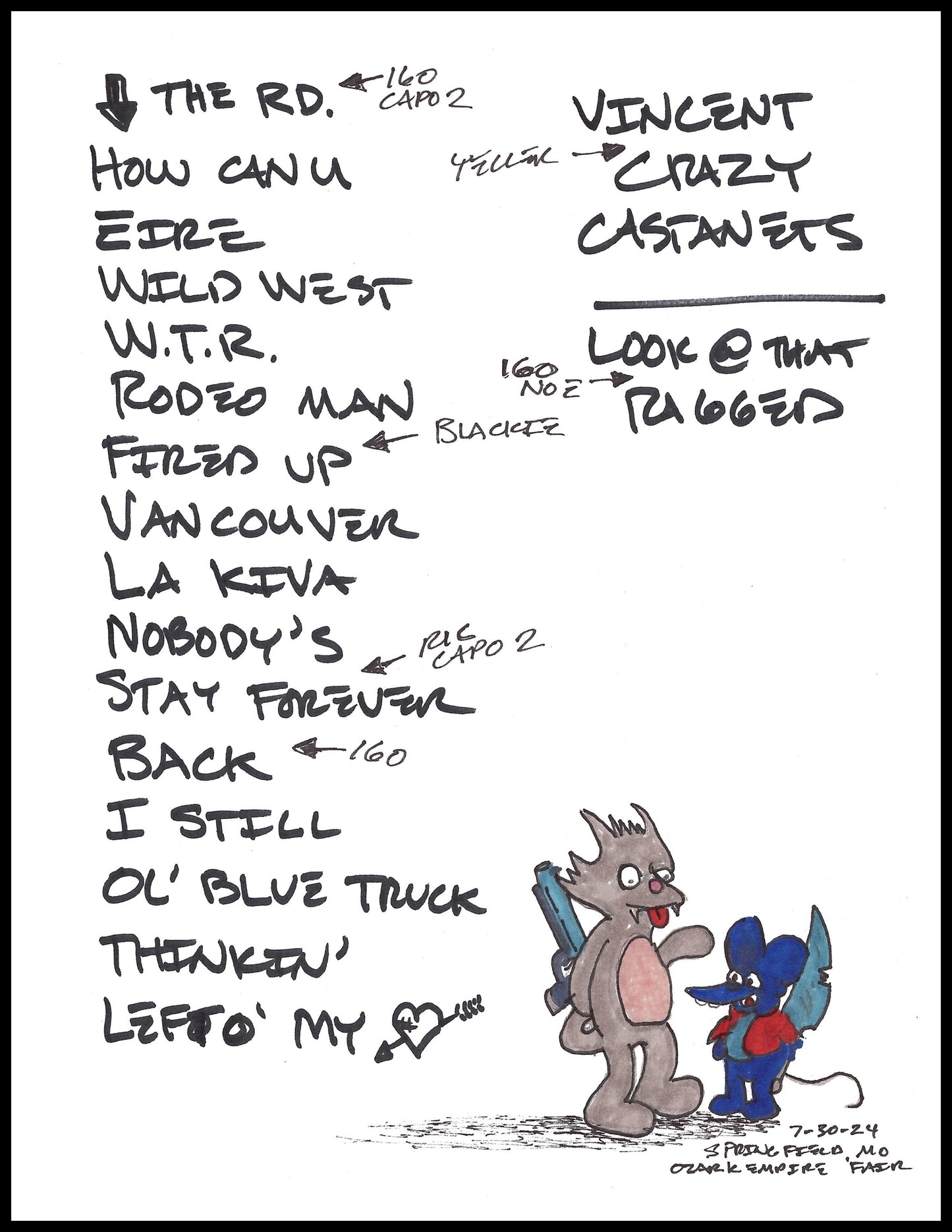 2024 Hand-Drawn Set Lists
