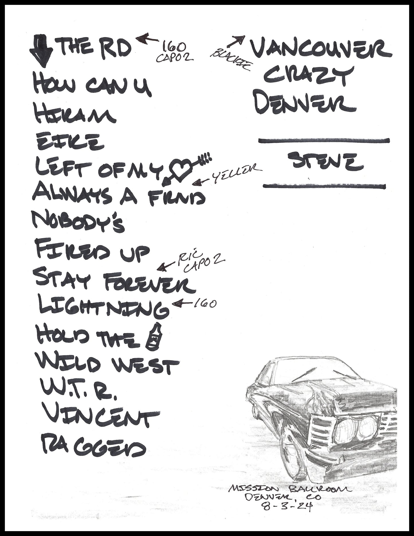 2024 Hand-Drawn Set Lists