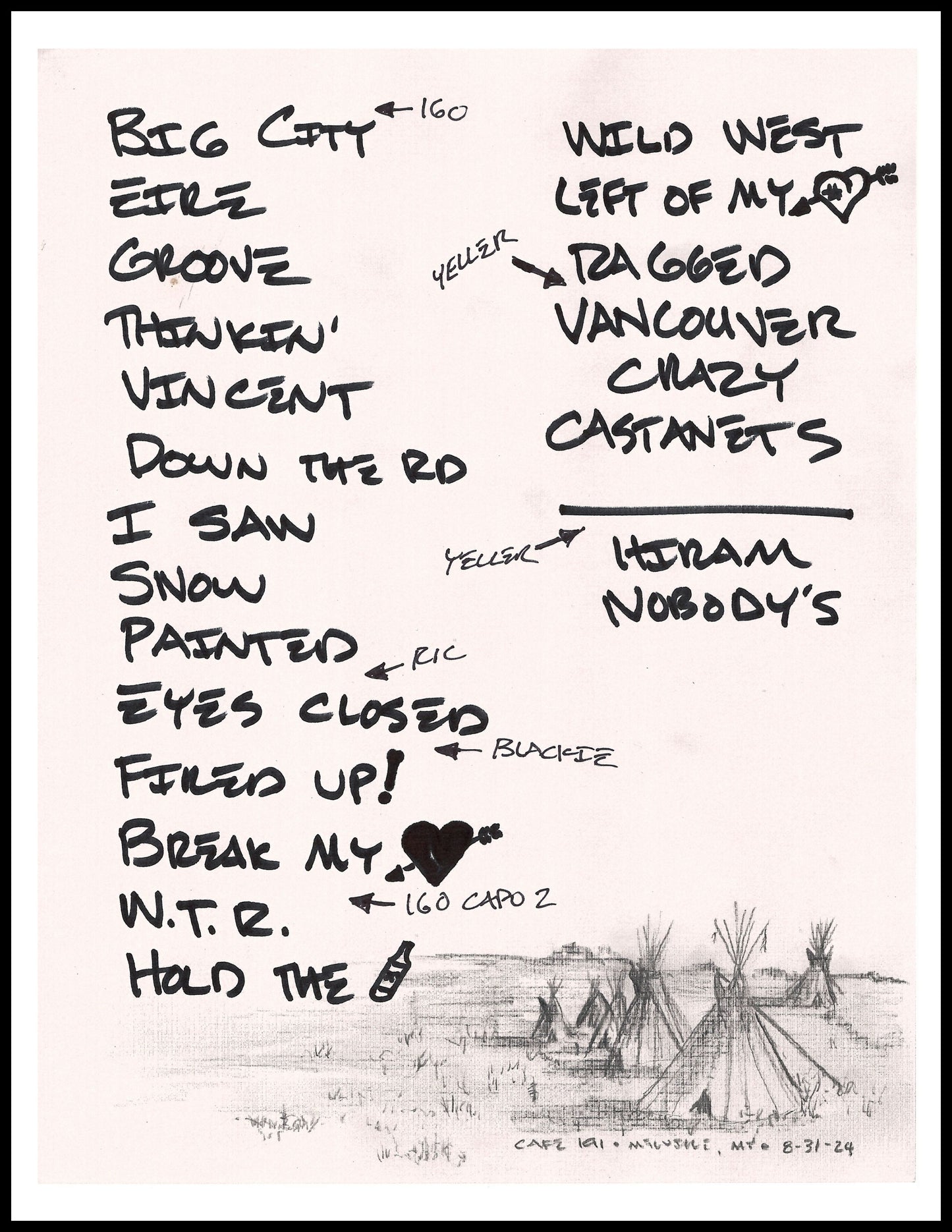 2024 Hand-Drawn Set Lists