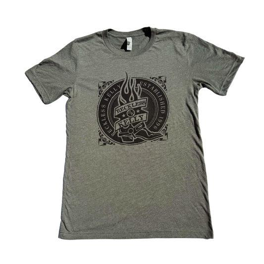 Burning Boot Military Green Tee
